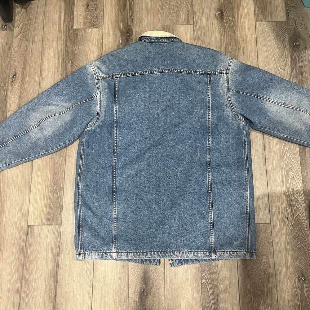 VTG 90s Tommy Hilfiger Denim Chore‎ Jacket Wool Lined Oversized M Oarsmen - Picture 4 of 5